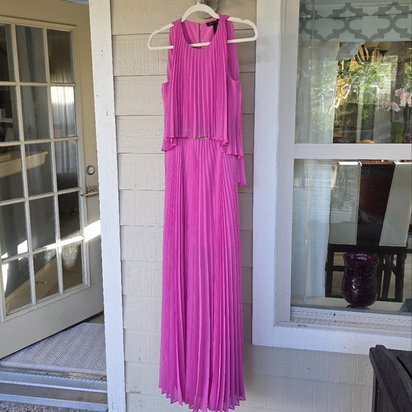 BCBGMAXAZRIA Shaina Pink Sleeveless Pleated Gown Barbie XXS - Picture 12 of 16